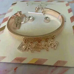 Jessica Simpson Rose Gold Earrings & Bracelet Set